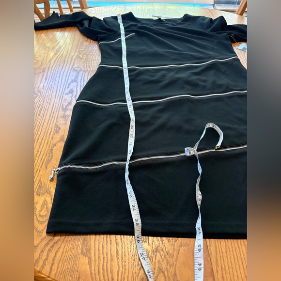 Samuel Dong NWT Black Zipper Sheath Dress 3/4 Sleeves Size M - Picture 9 of 11